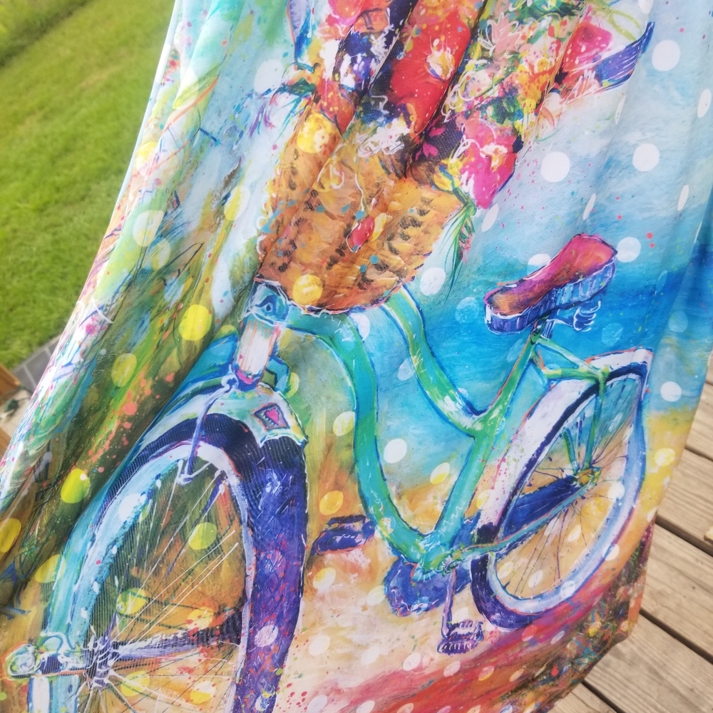 🦄😍Artist Leona Lovegrove Halter Bicycle Dress~Sm. Built in bra!!!!❤💜❤🎀🎁